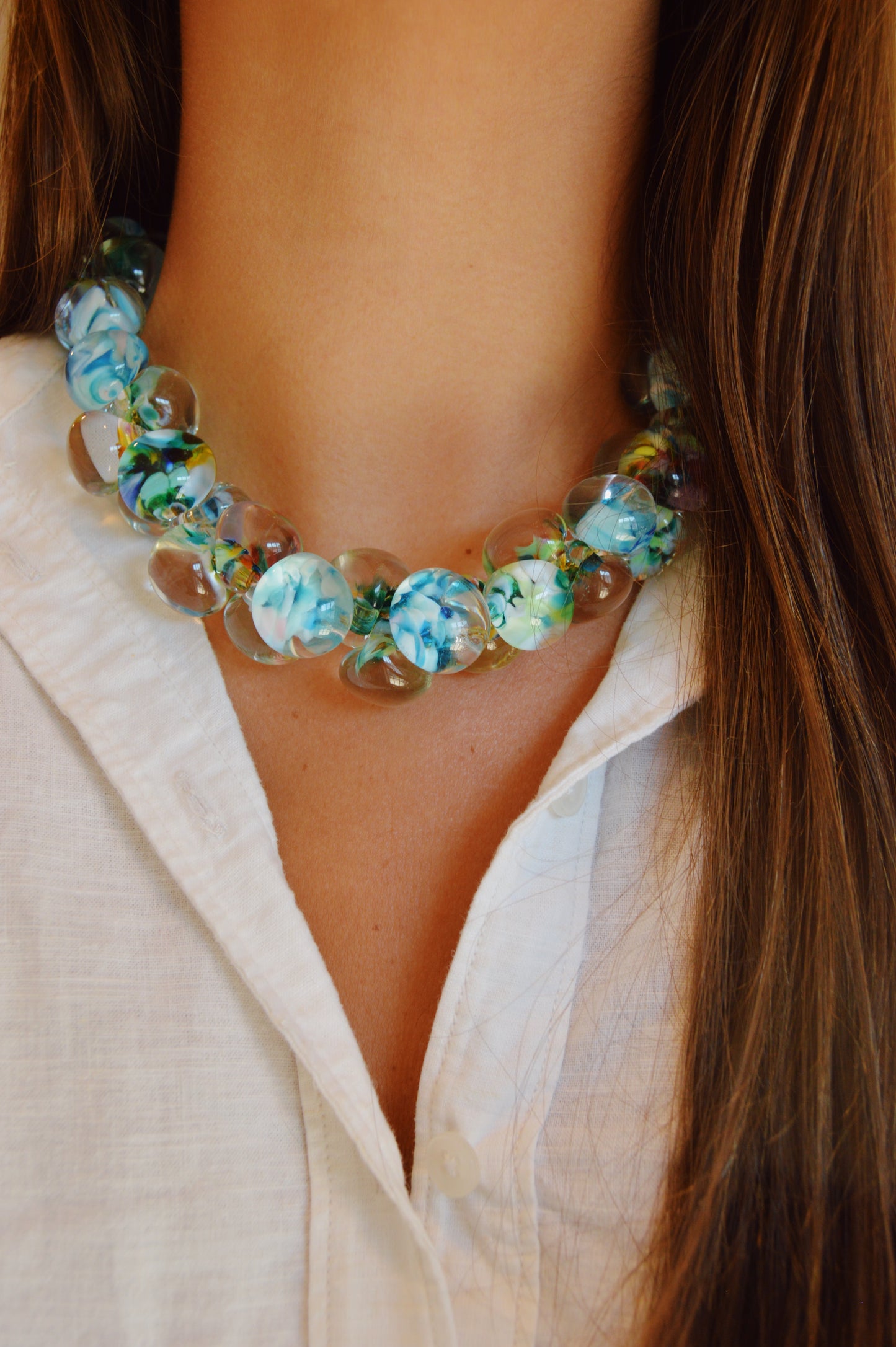 Grand Bubble Glass Necklace-Tahiti