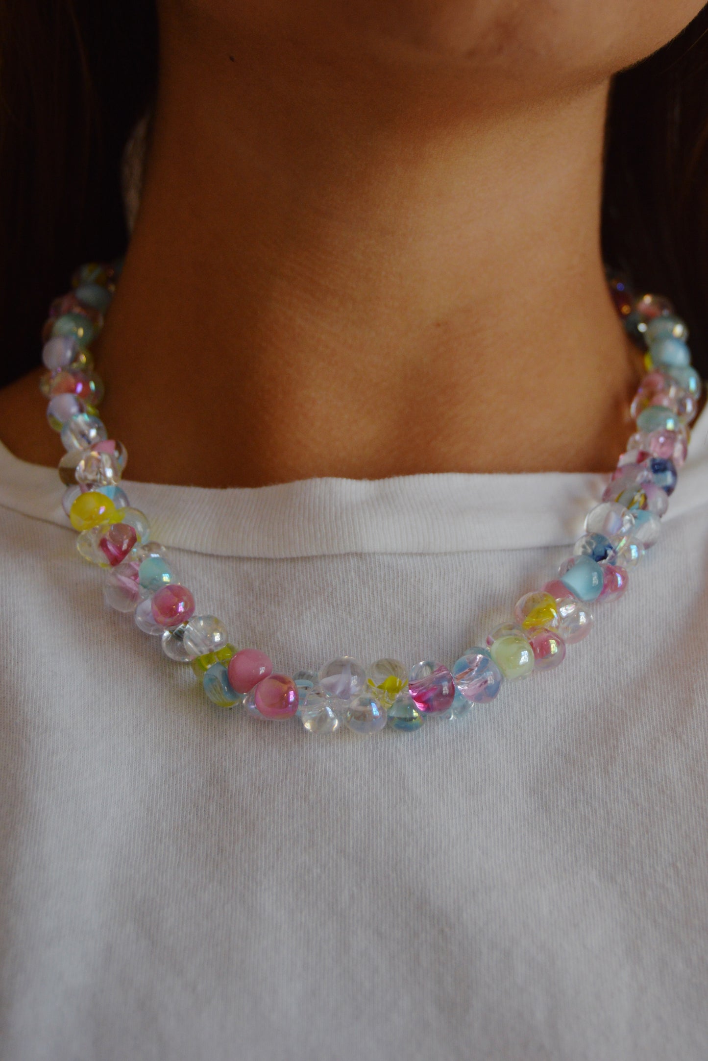 Rainbow Bubble Glass Necklace- Sugar
