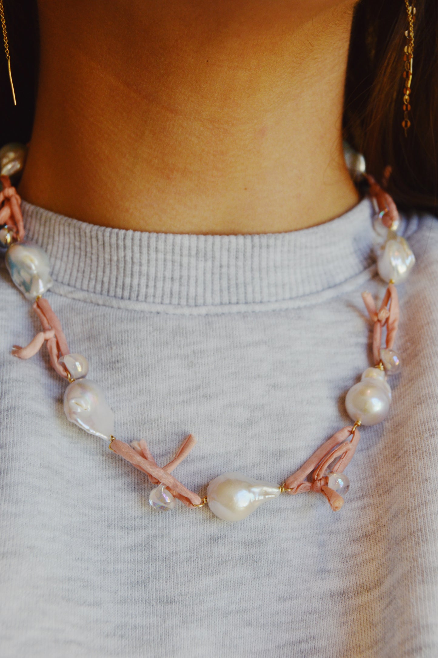 Pink Silk and Pearl Layer