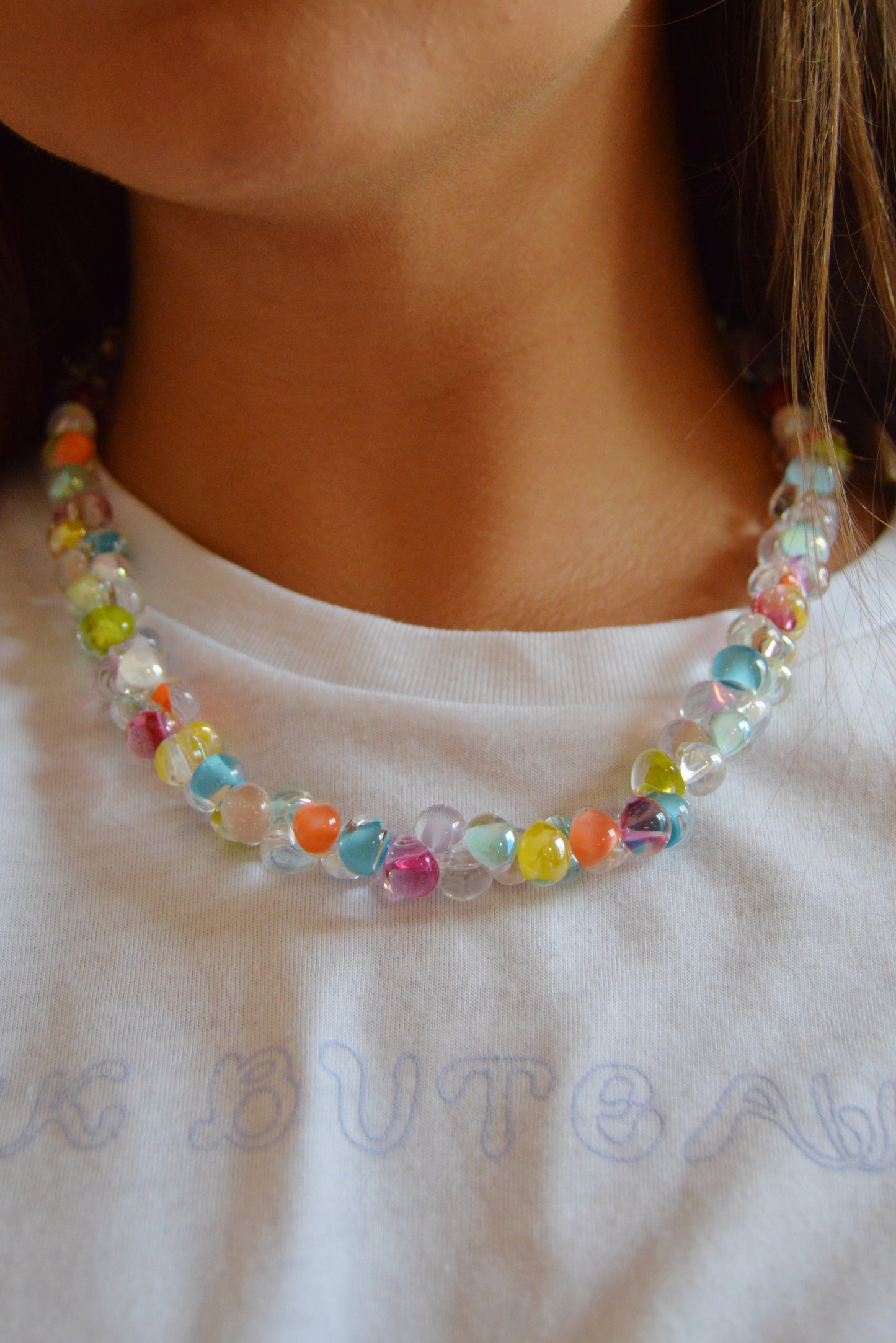Rainbow Bubble Glass Necklace- Funfetti