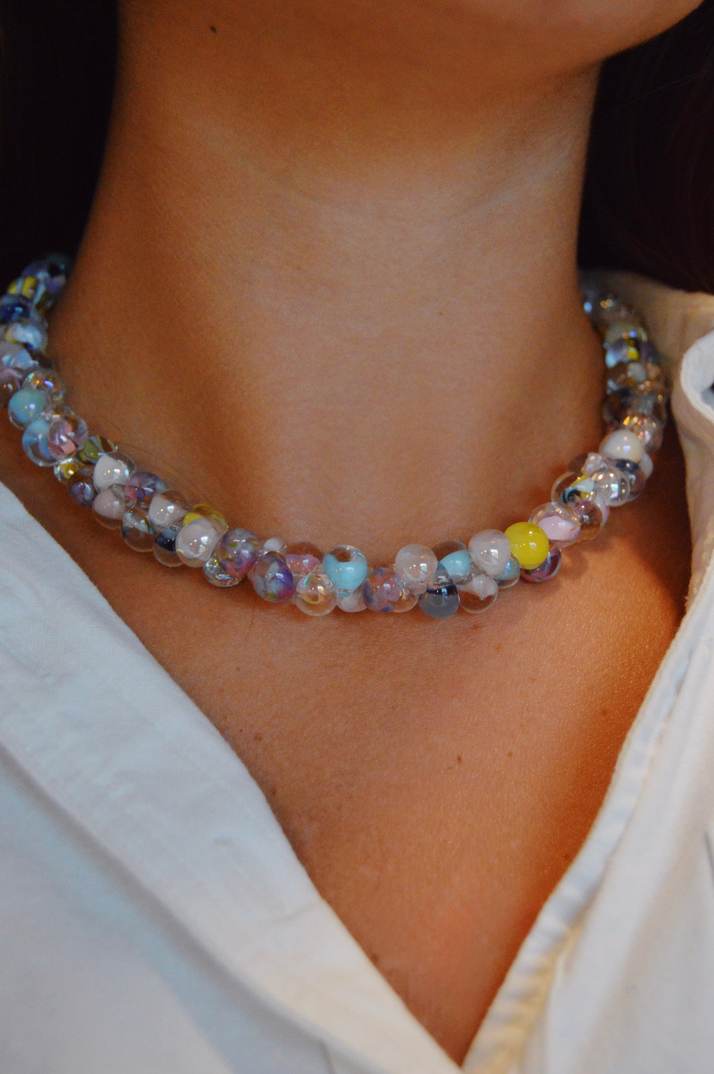 Rainbow Bubble Glass Necklace- Snowcone