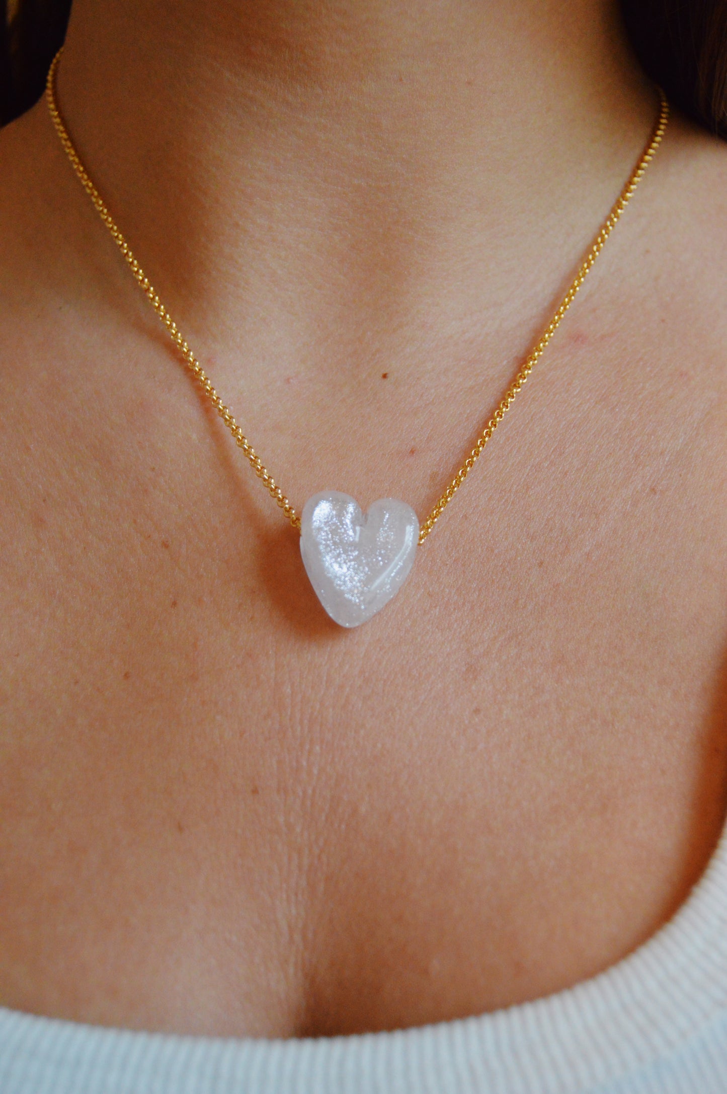 Glass Heart Necklaces- Whites and Clears