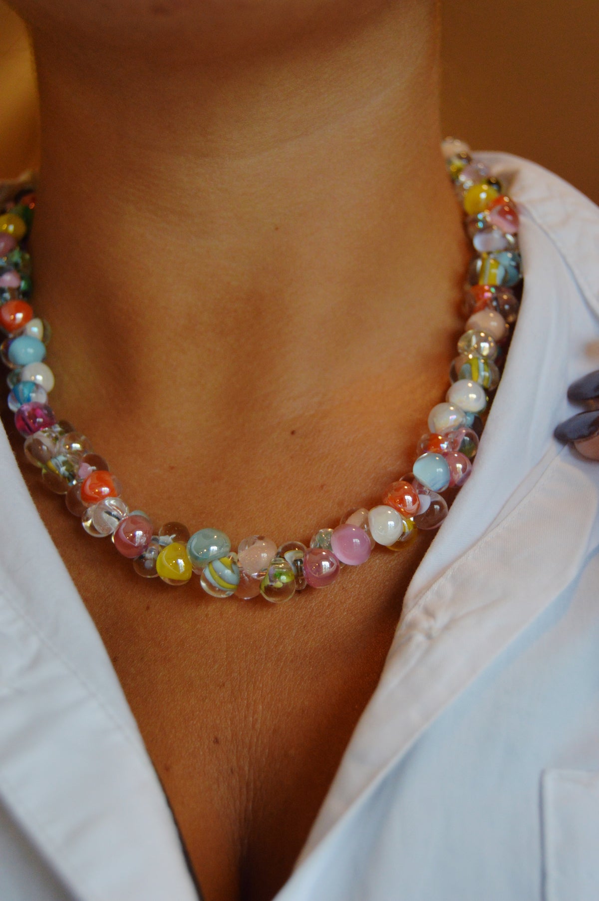 Rainbow Bubble Glass Necklace- Groovy