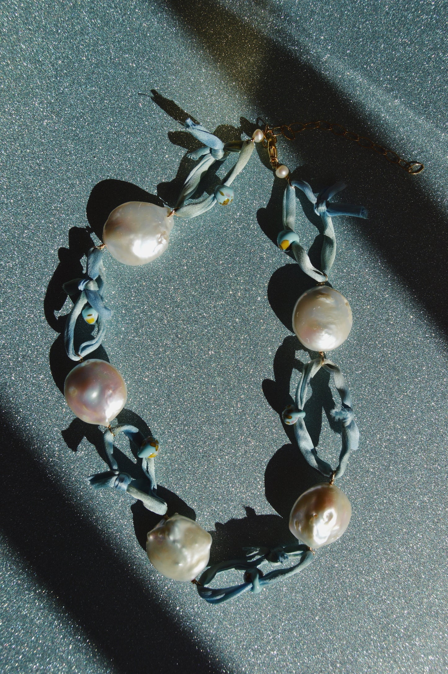 Light Blue Silk and Pearl Layer