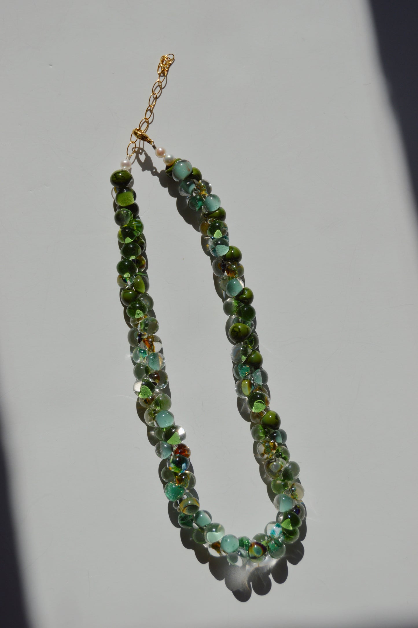 Bubble Glass Necklace- Green Mix