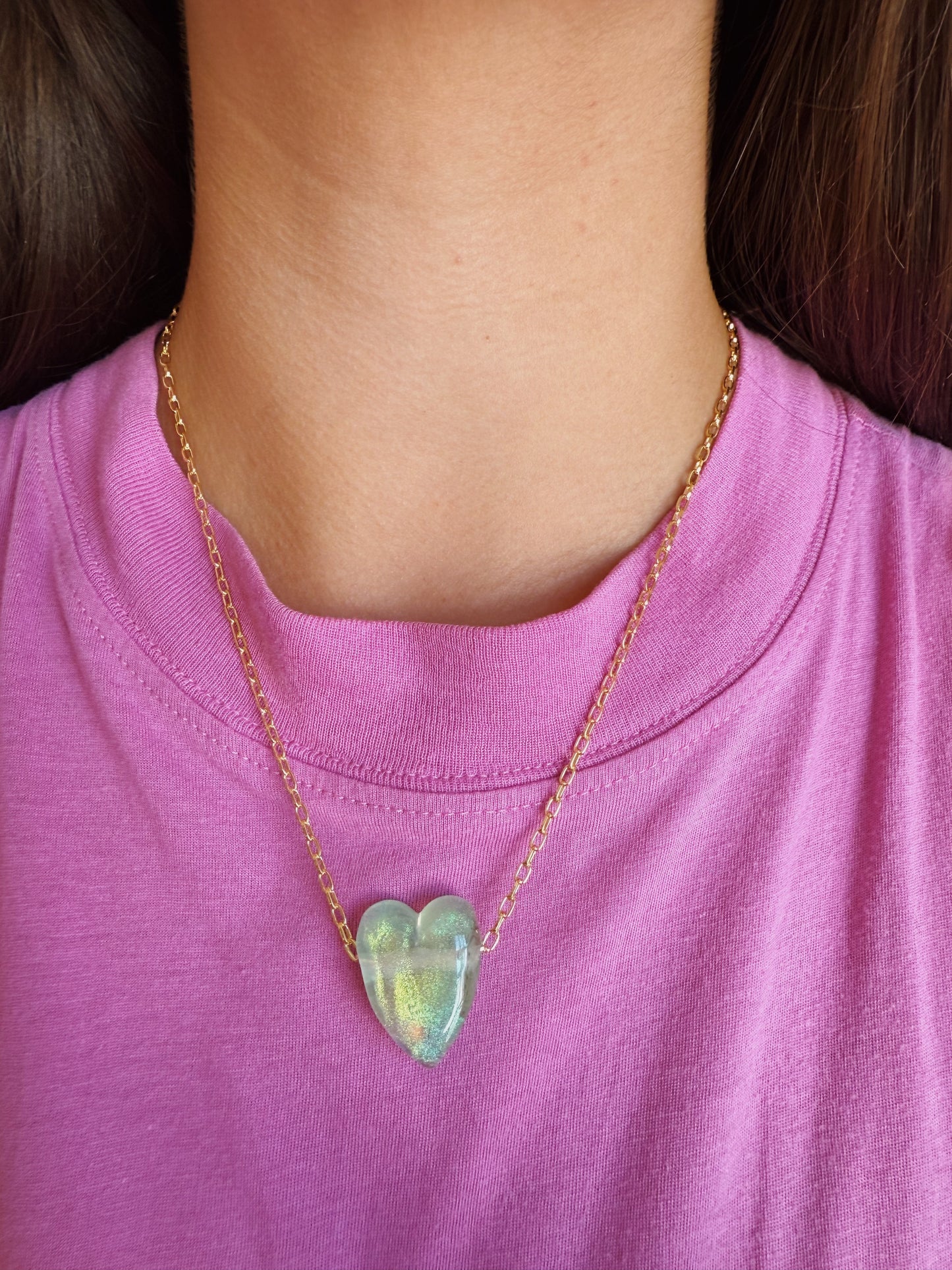 Large Glass Heart Necklace