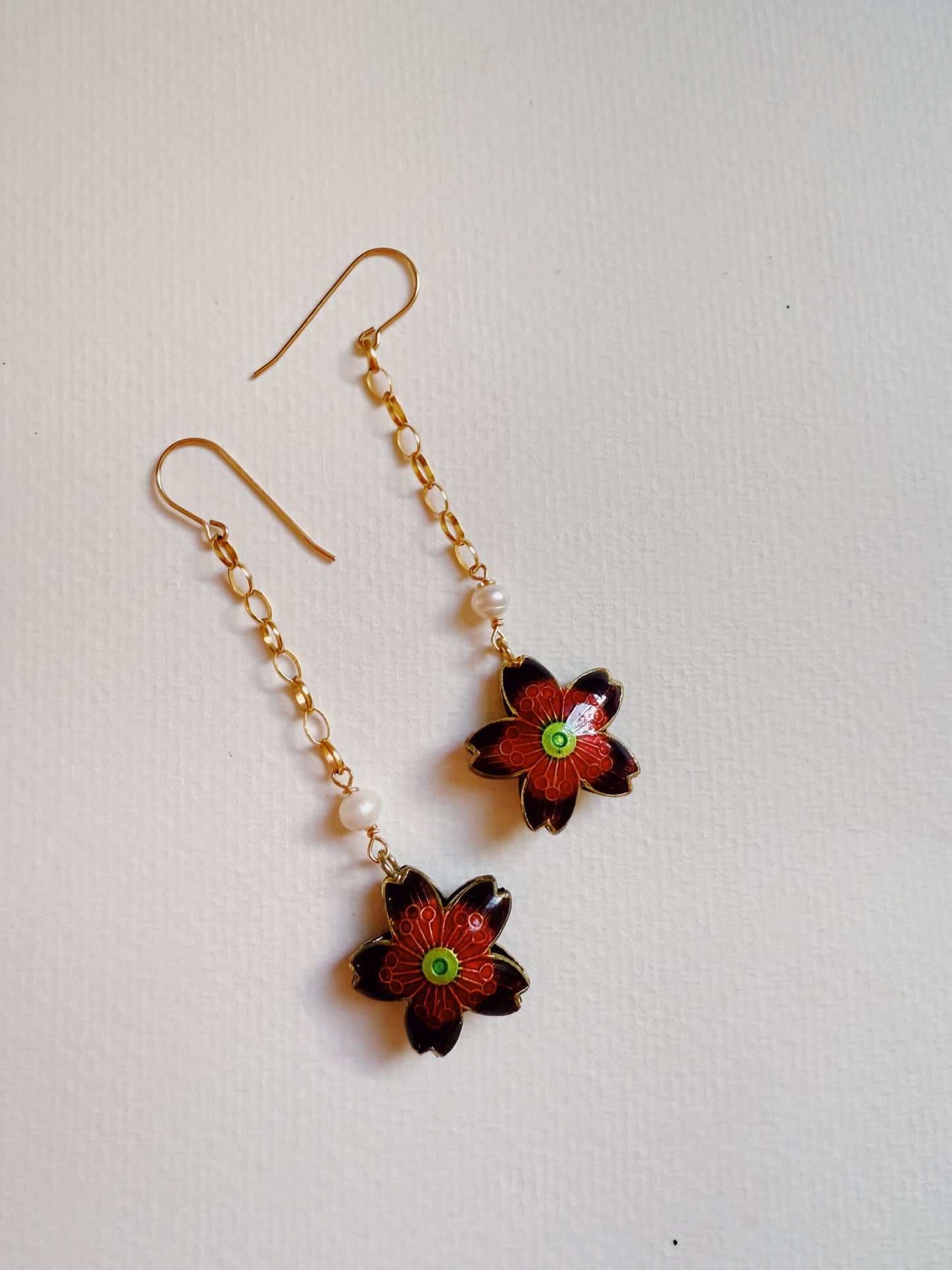 Cloisonne Flower Dangles