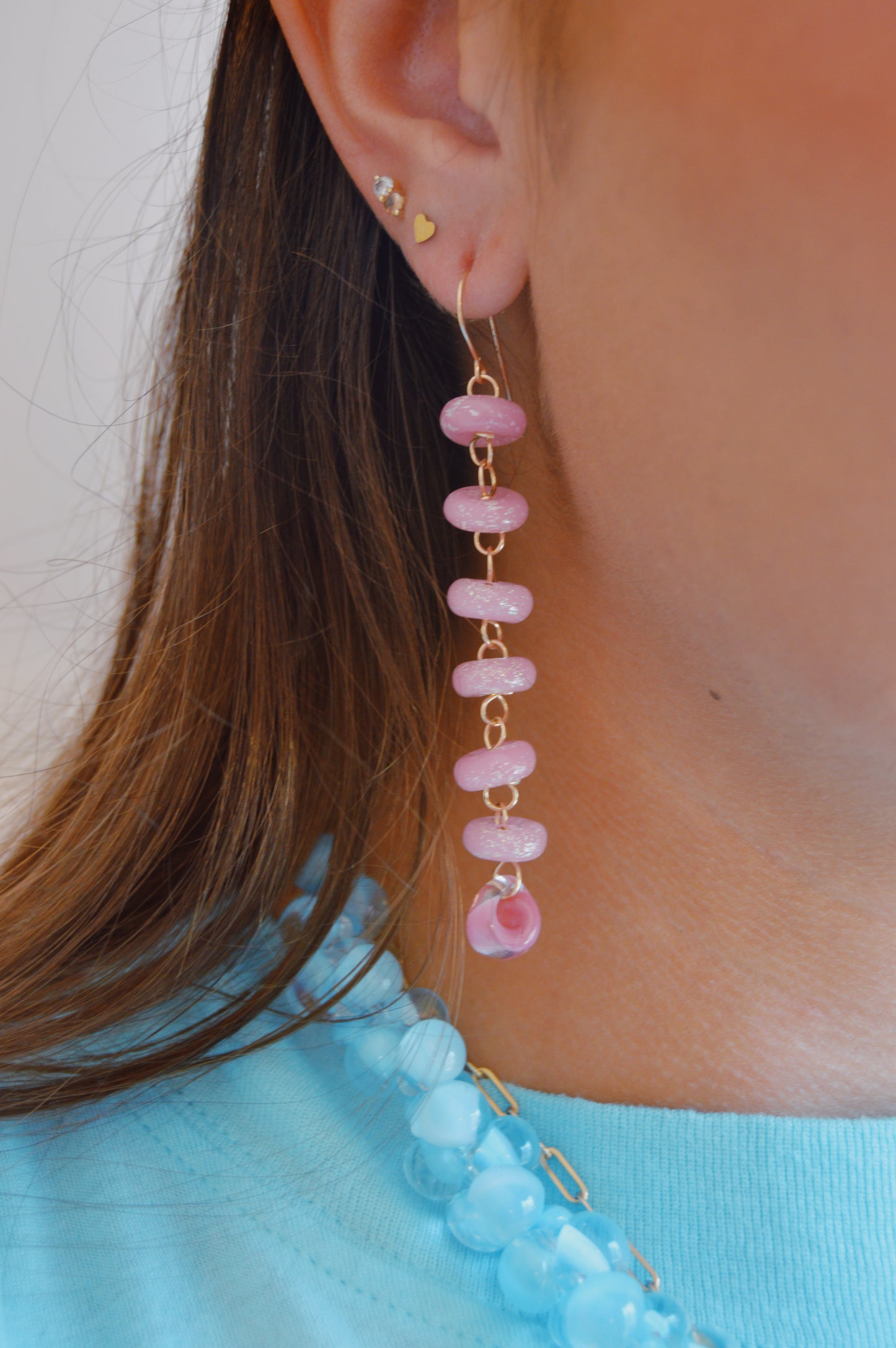Long Donut Drops - Pink Sparkle