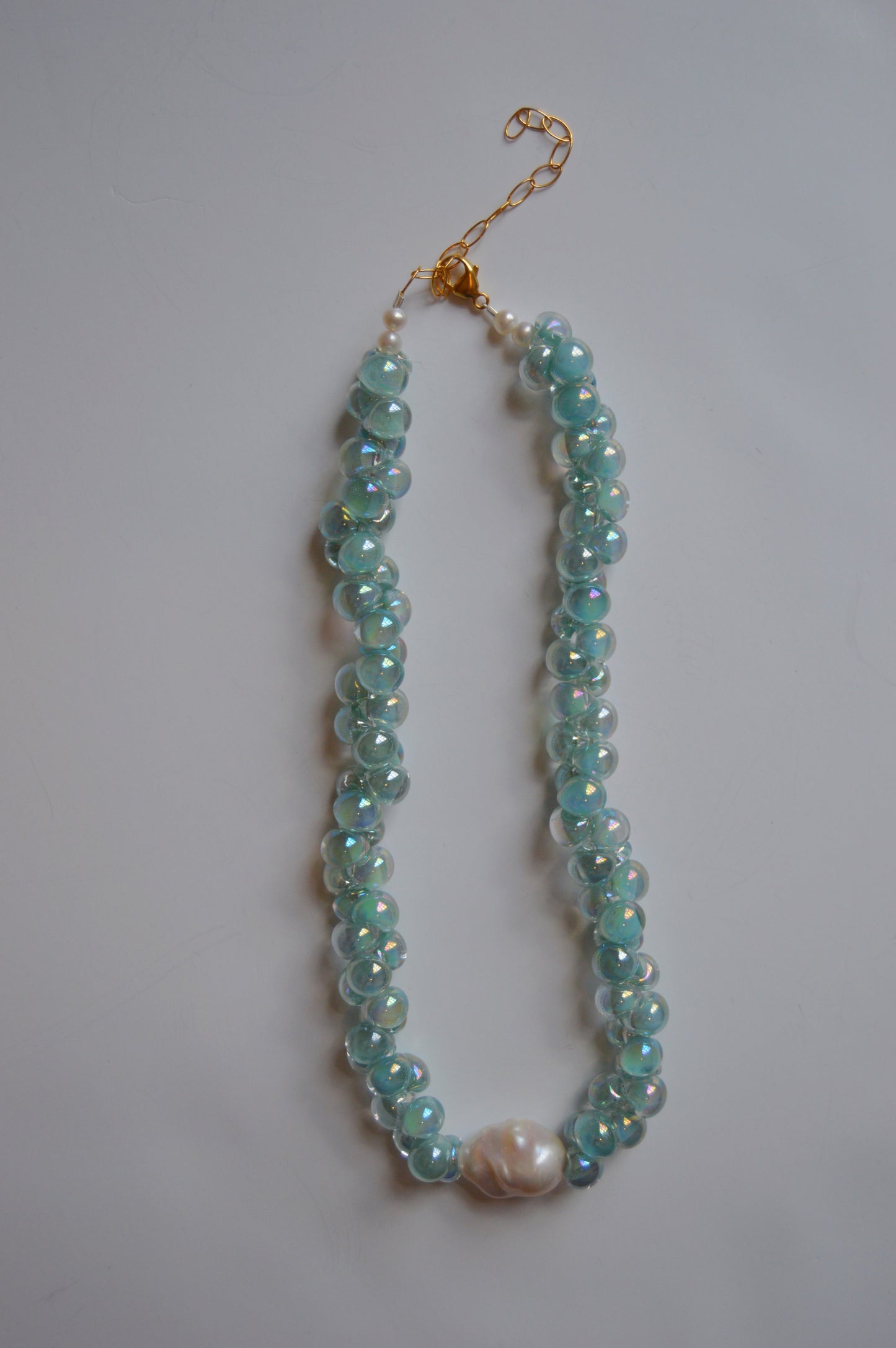 Bubble Glass Necklace- Shimmer Blue