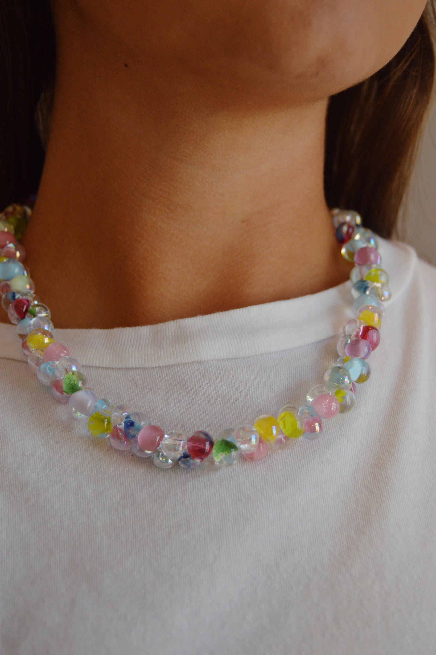 Rainbow Bubble Glass Necklace- Taffy