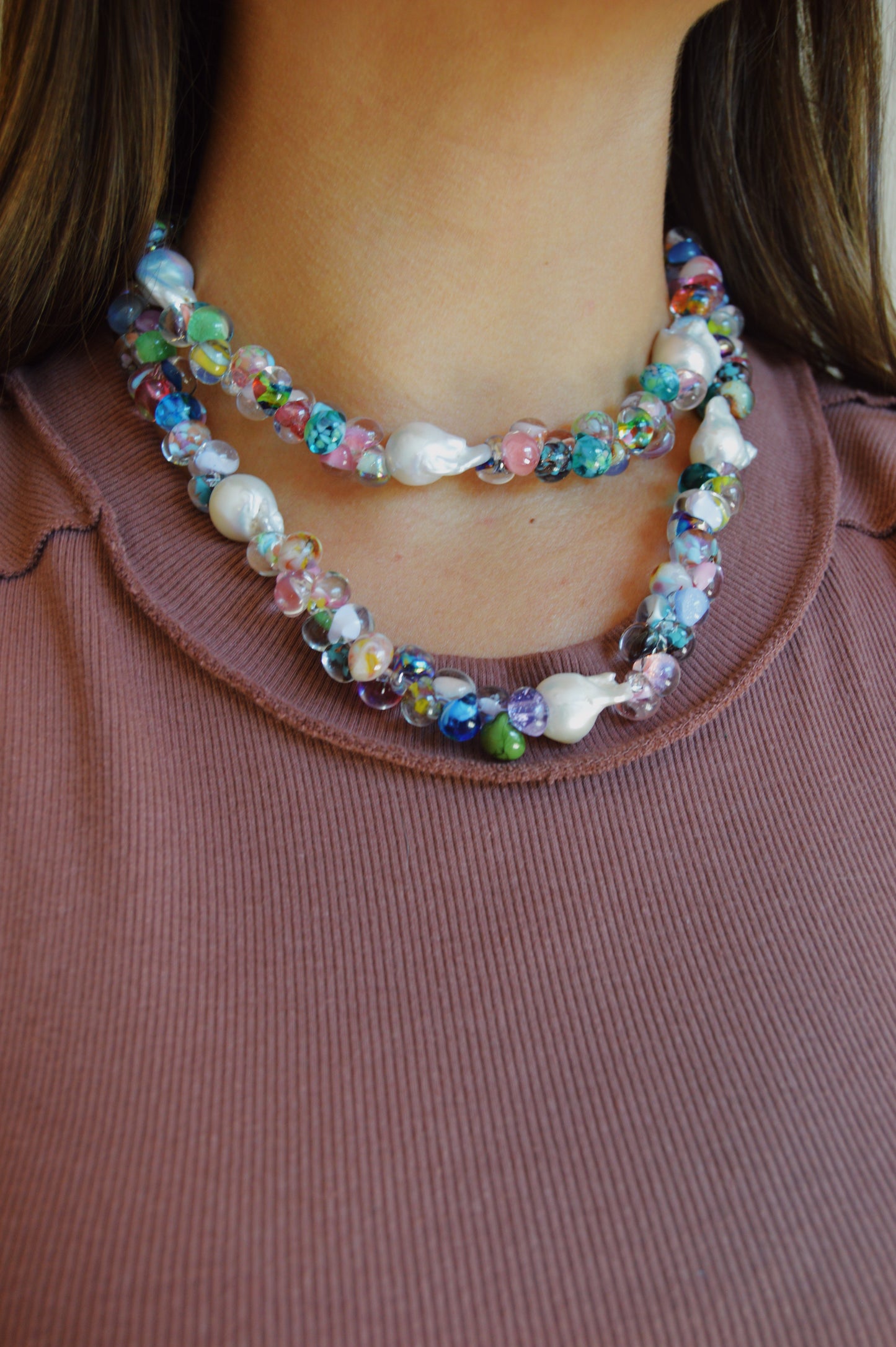 Long Bubble Glass Necklace