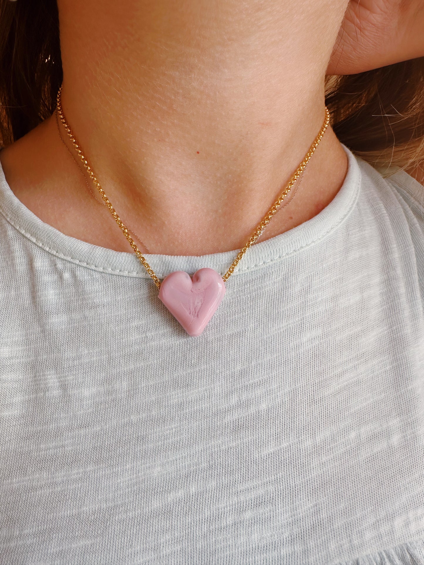 Mini Matte Glass Heart Necklace