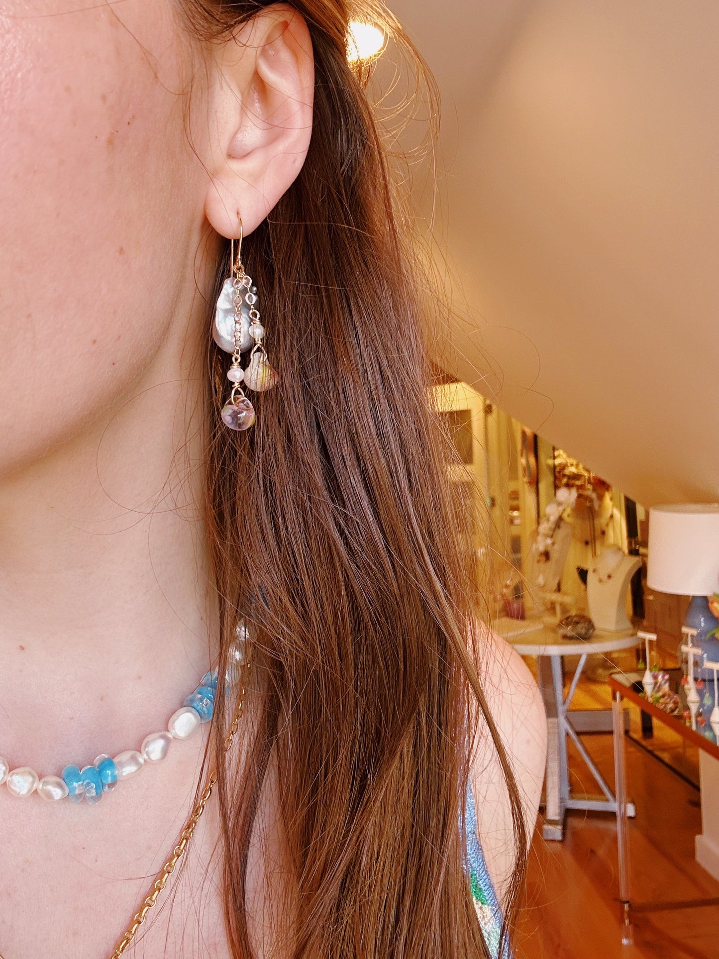 Glass and Baroque Pearl Drops