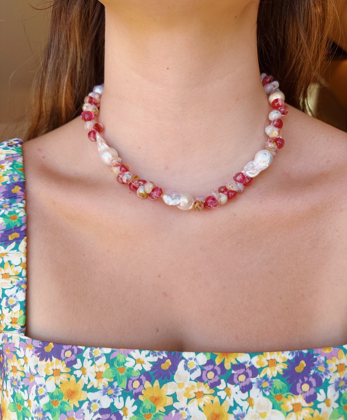 Pearly Bubble Glass Necklace