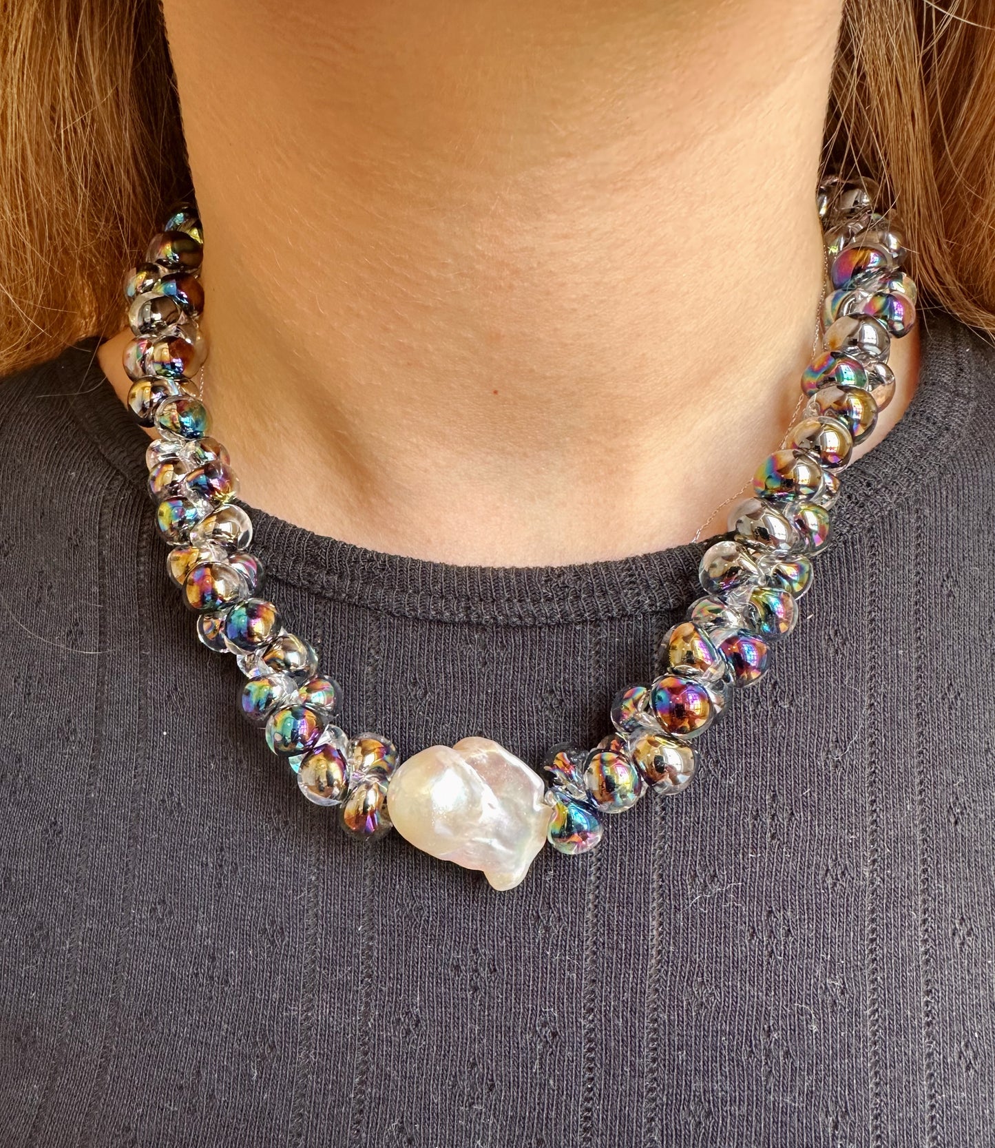 Bubble Glass Necklace - Black
