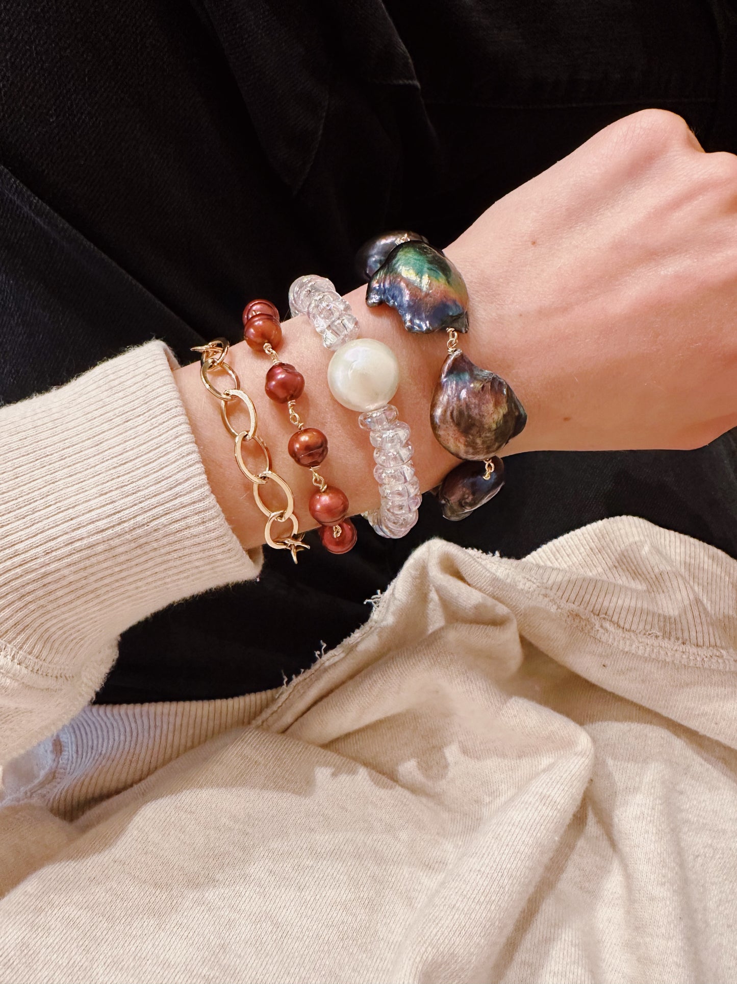 Chunky Dark Pearl Bracelet