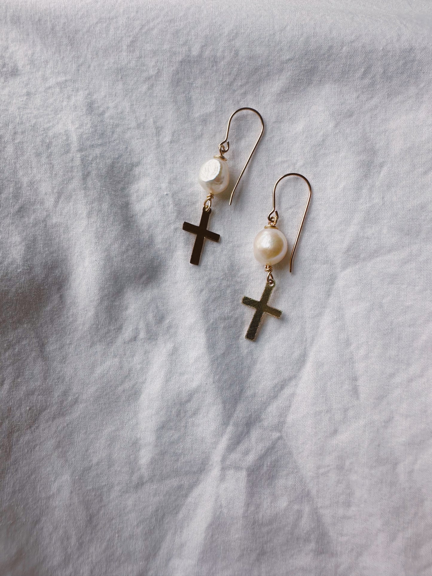 Pearl and Cross Dangles