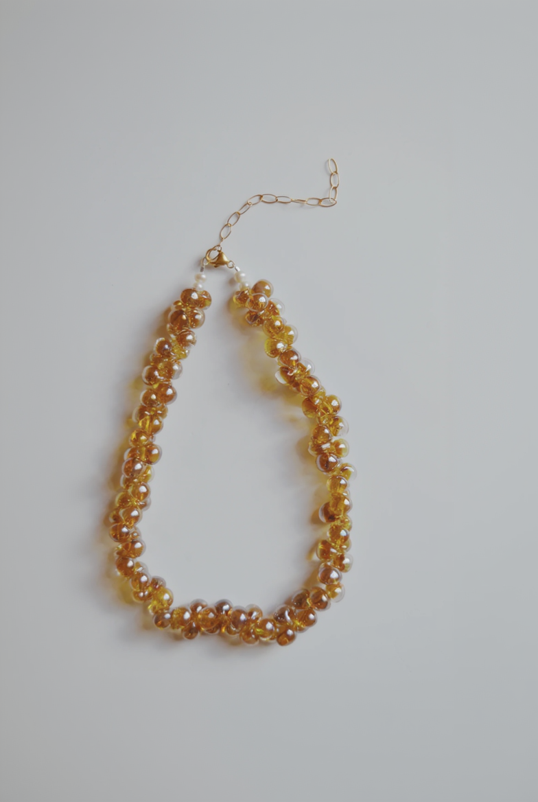 Bubble Glass Necklace- Champagne Bubbles