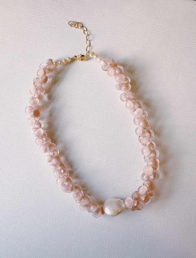Bubble Glass Necklace- Nude