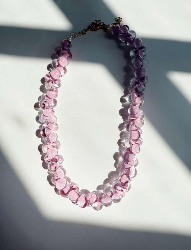 Bubble Glass Necklace- Petunia