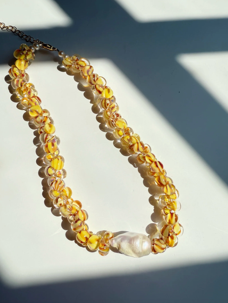 Bubble Glass Necklace- Butterscotch