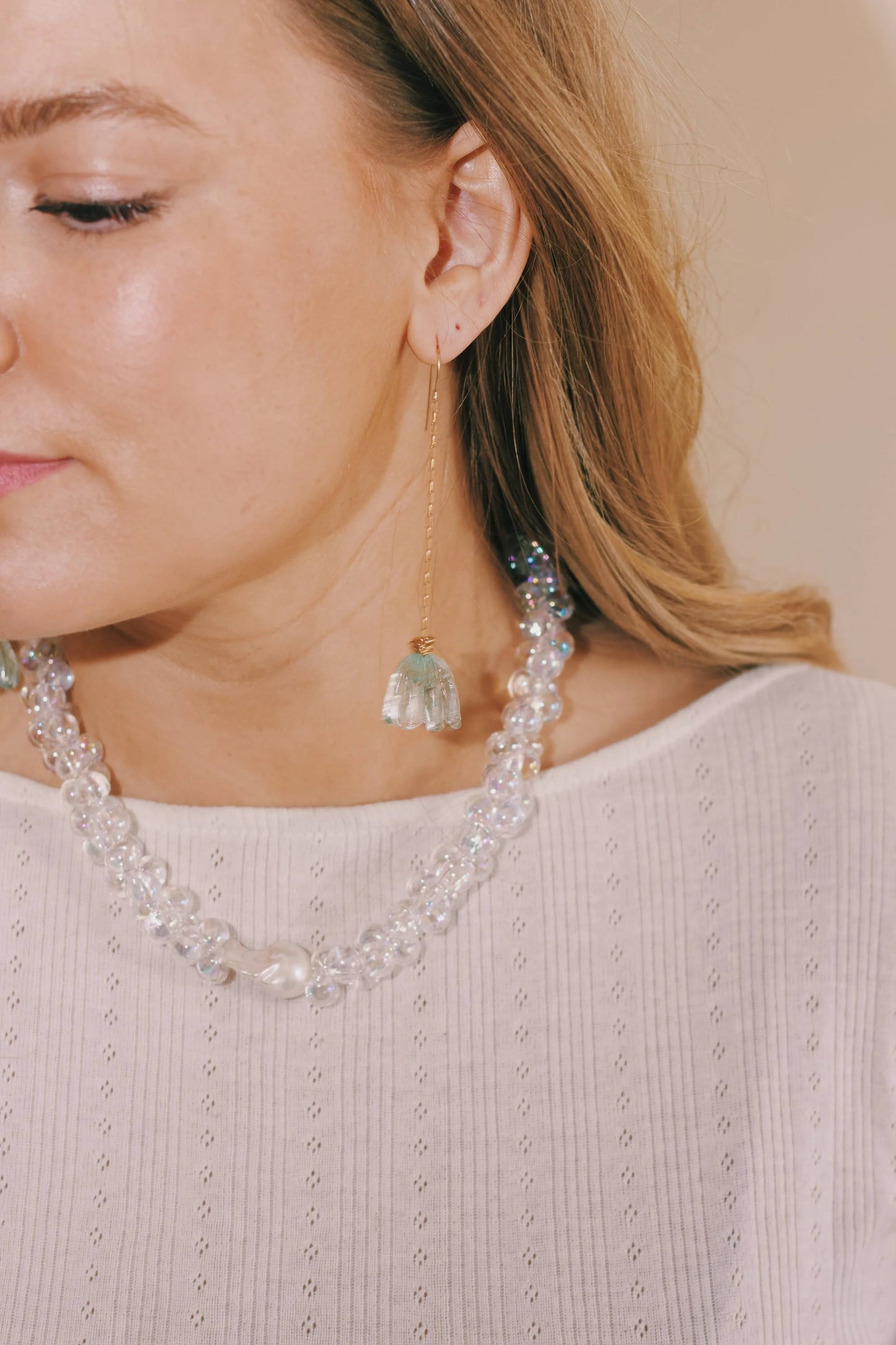 Bubble Glass Beach Necklace - Shimmer Clear