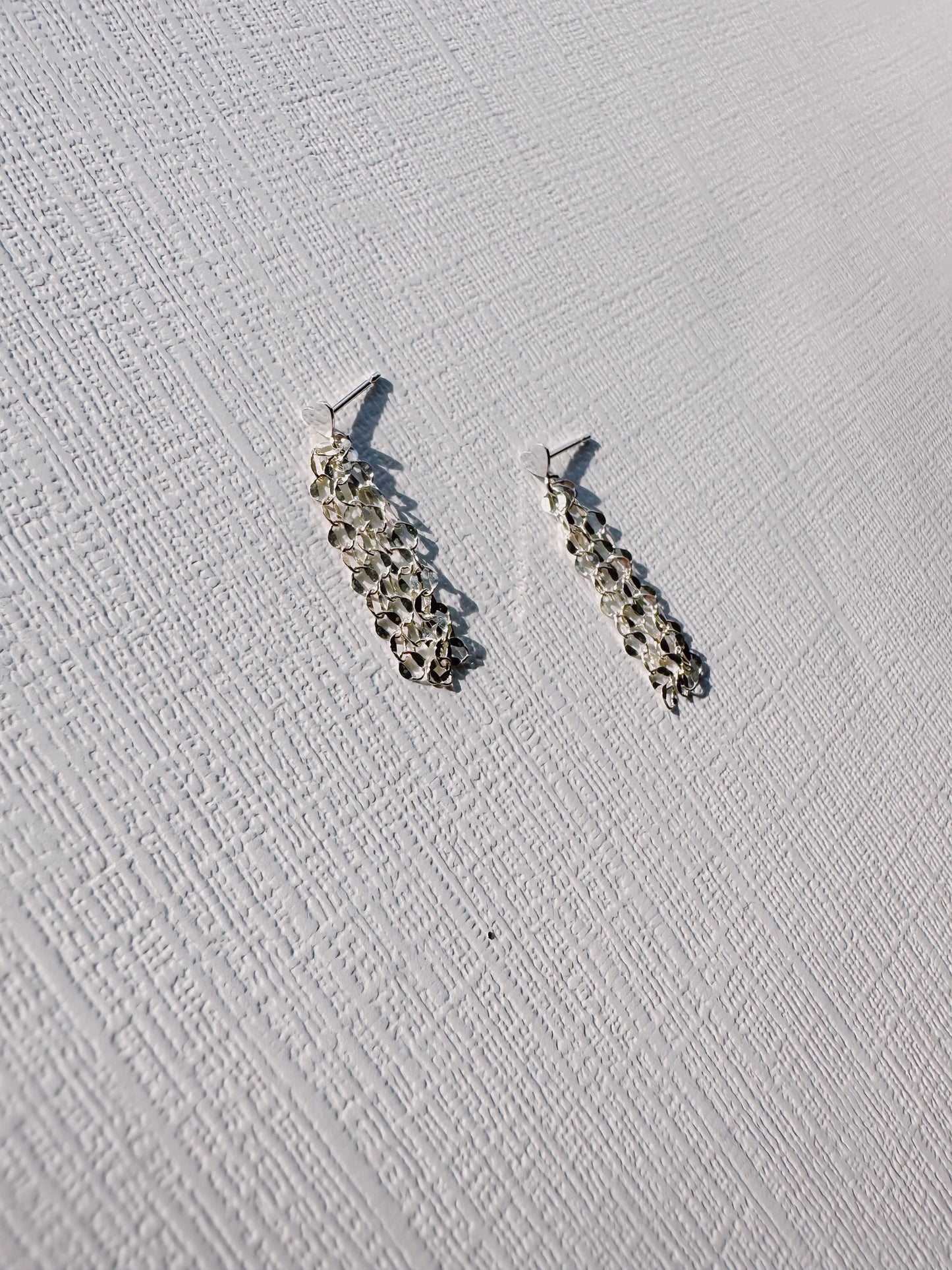 Sterling Fringe Heart Studs