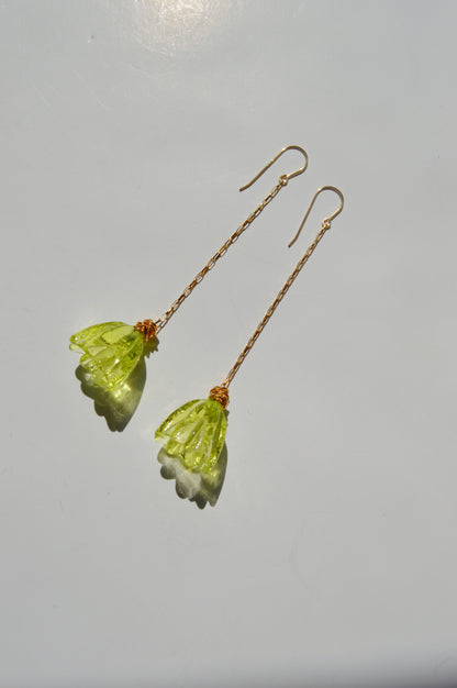 Super Sale Glass Tulip Earrings- Greens