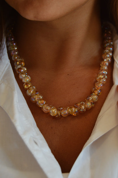 Bubble Glass Necklace- Champagne Bubbles