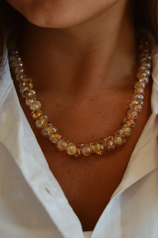 Bubble Glass Necklace- Champagne Bubbles