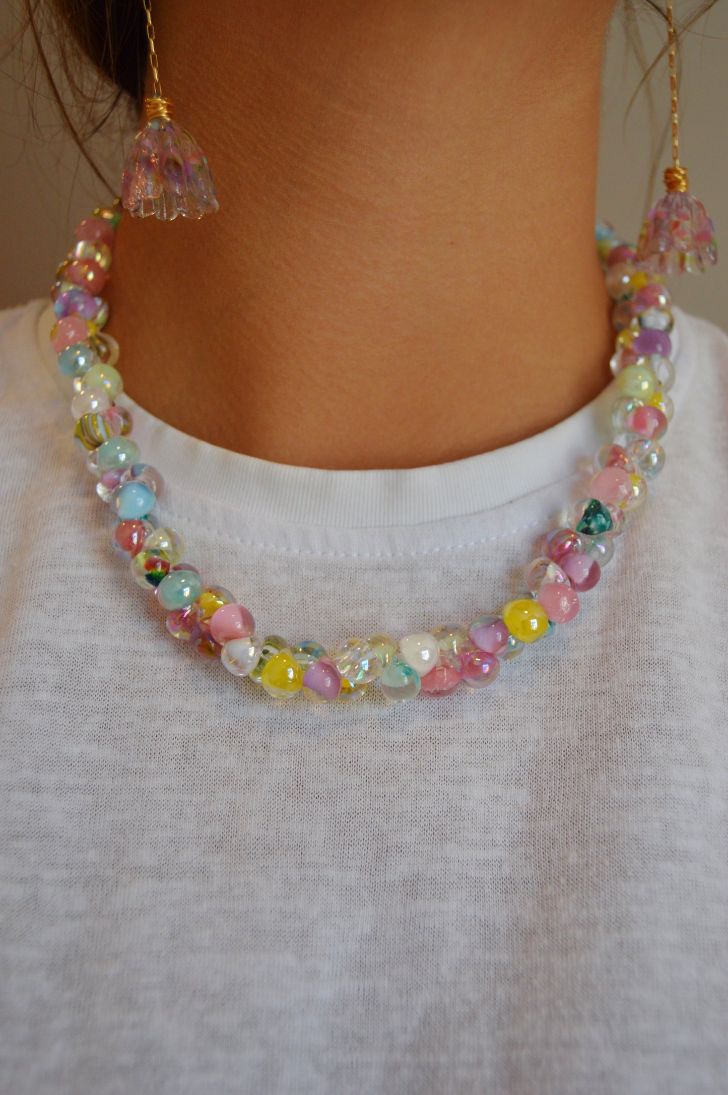 Rainbow Bubble Glass Necklace- Sugar