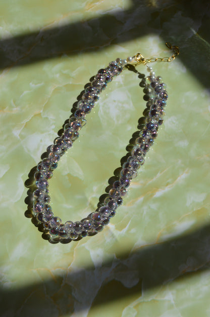 Bubble Glass Necklace- Shimmer Amethyst