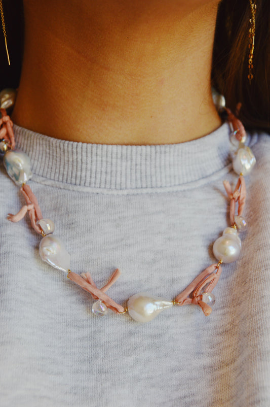 Pink Silk and Pearl Layer