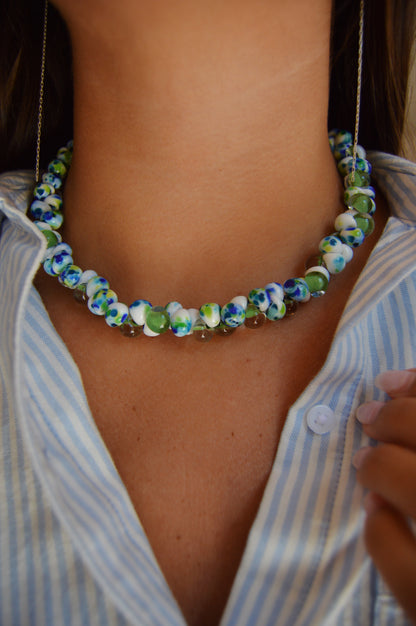 Bubble Glass Necklace- Earth Mix