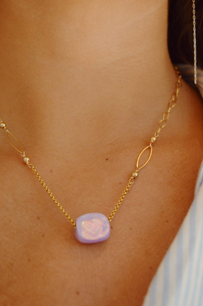 Glass Heart Stamp Necklace