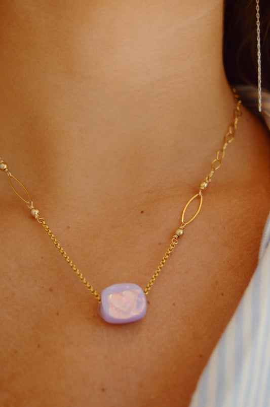 Glass Heart Stamp Necklace