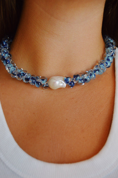Bubble Glass Necklace- Blueberry Muffin