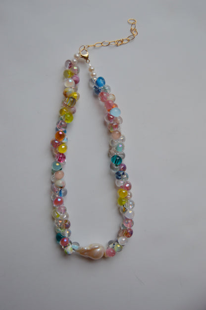 Rainbow Bubble Glass Necklace- Lollipop