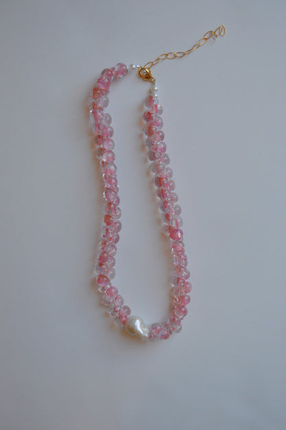 Bubble Glass Necklace- Peony