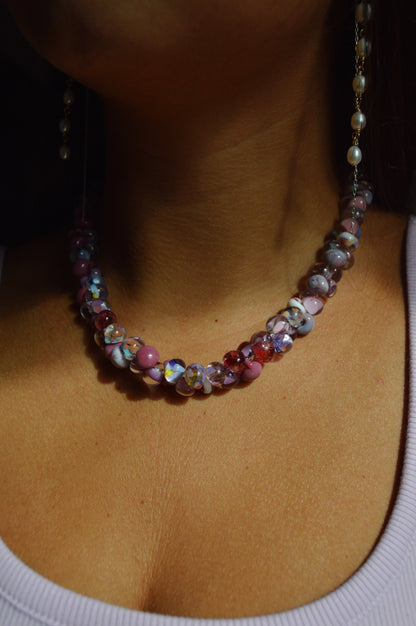 Bubble Glass Necklace- Purple Mix