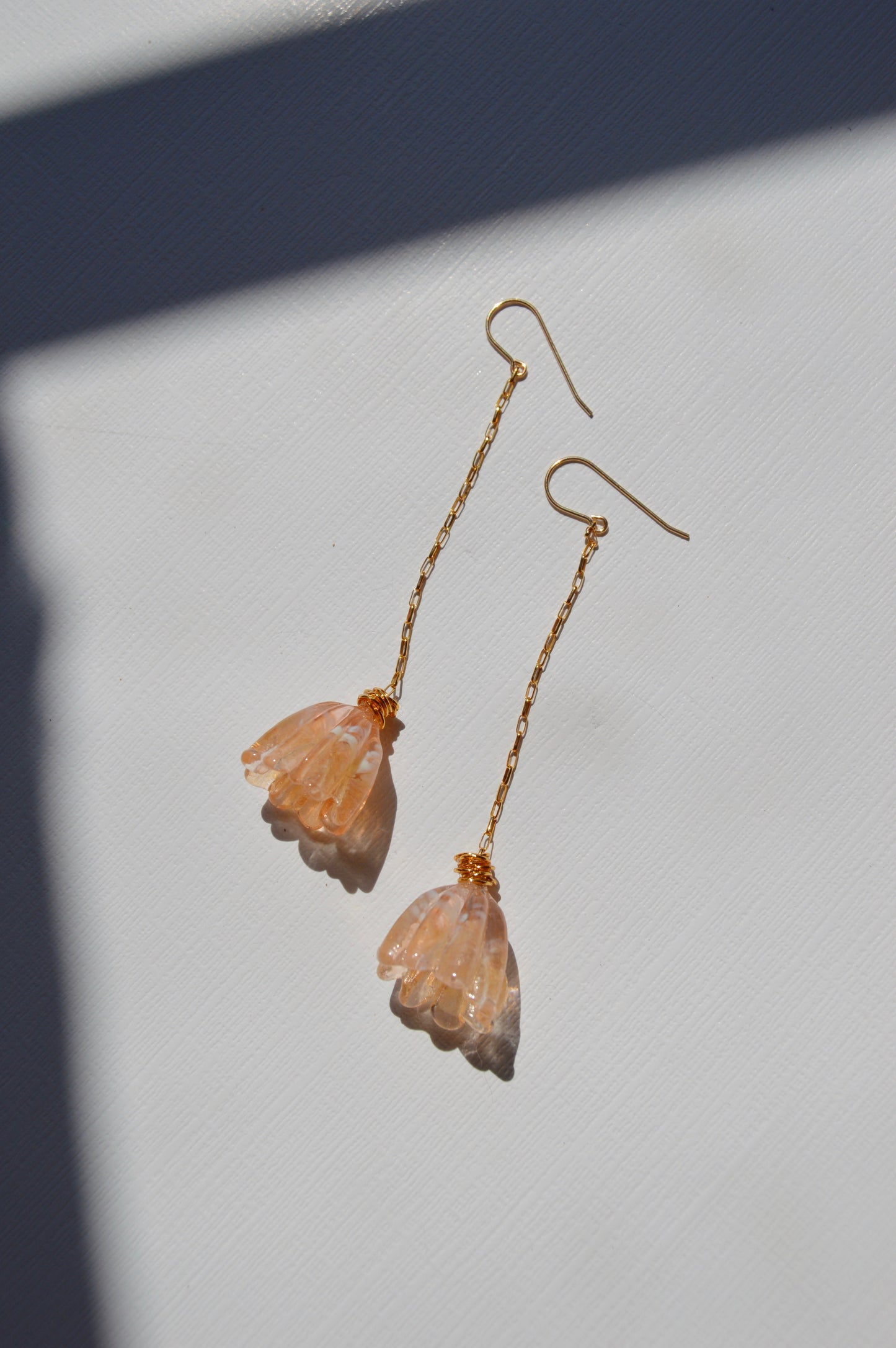 Super Sale Glass Tulip Earrings- Orange & Peach