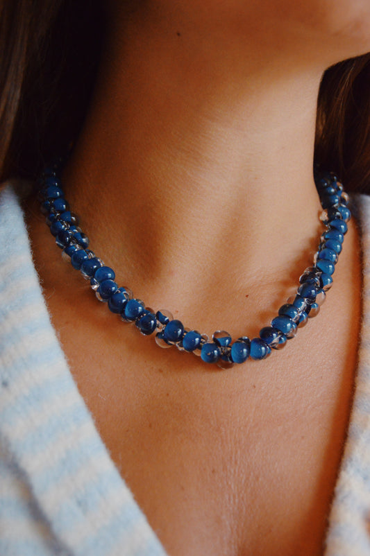 Bubble Glass Necklace- Indigo