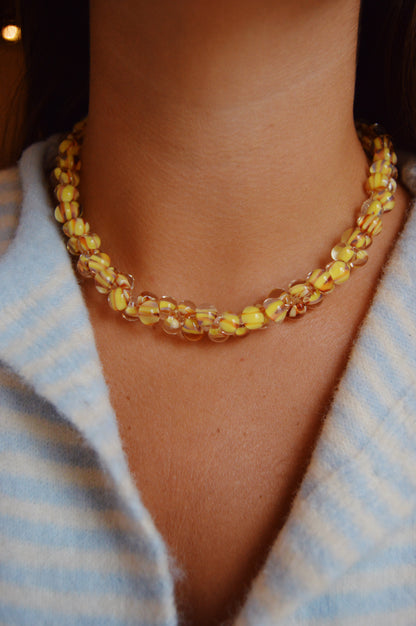 Bubble Glass Necklace- Butterscotch