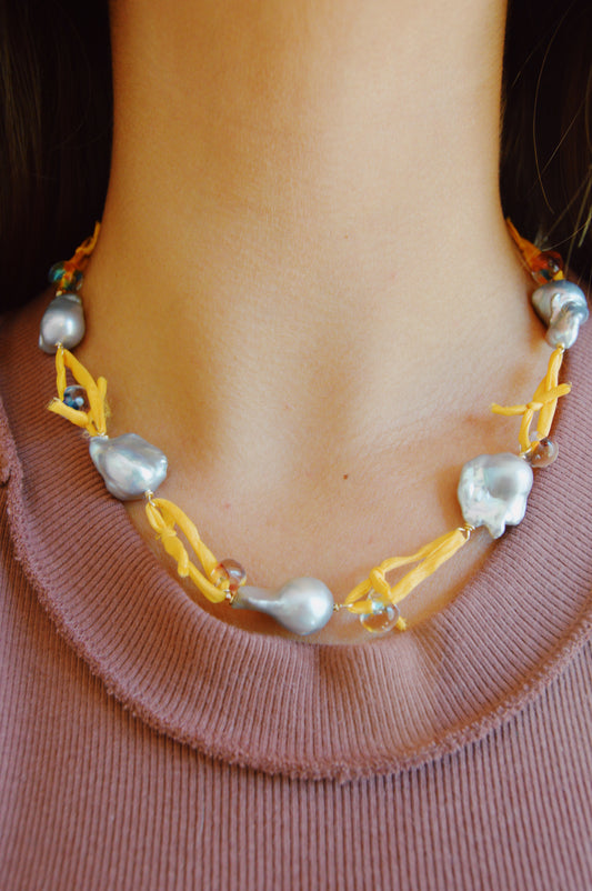 Orange Silk and Pearl Layer