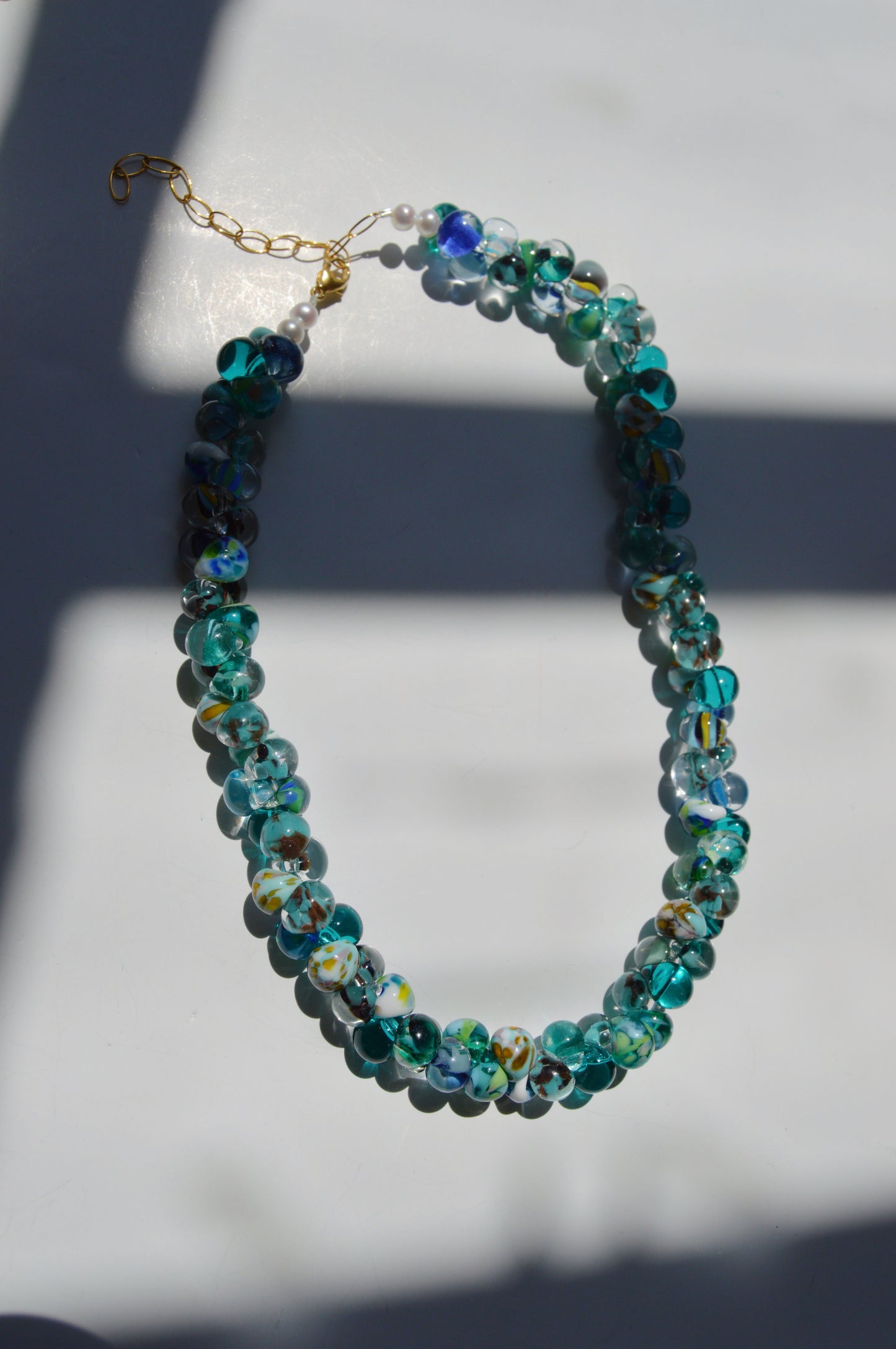 Bubble Glass Necklace- Teal Mix