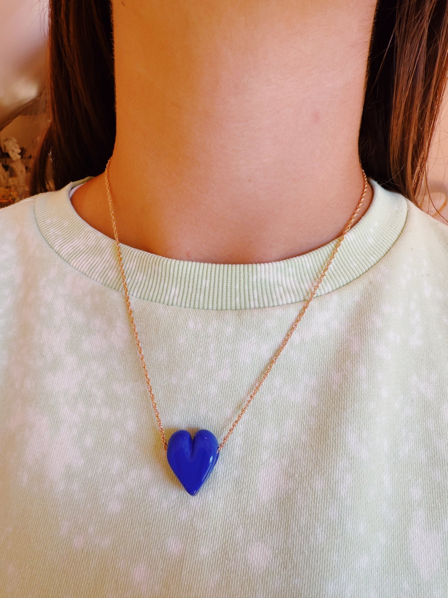 Matte Glass Heart Necklace