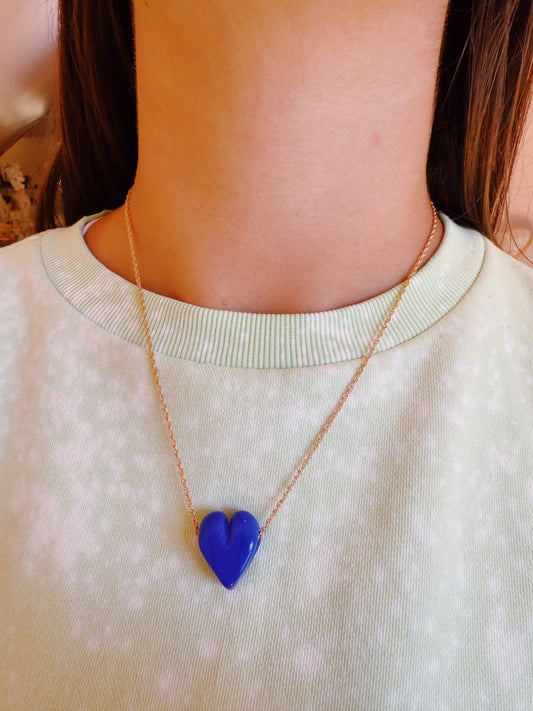 Matte Glass Heart Necklace