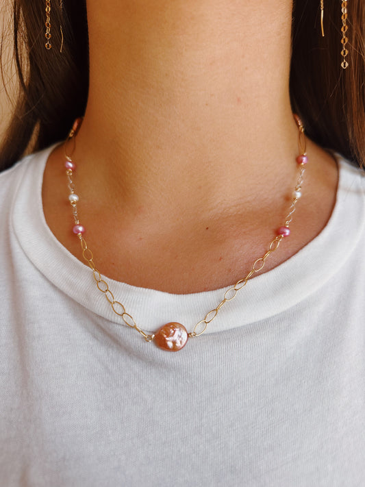 mixed metal pink pearl layer
