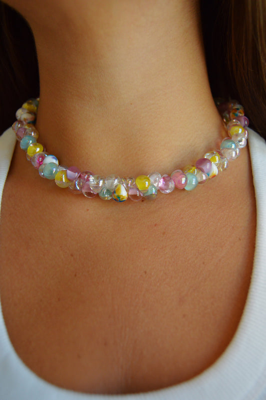 Rainbow Bubble Glass Necklace- Sherbet