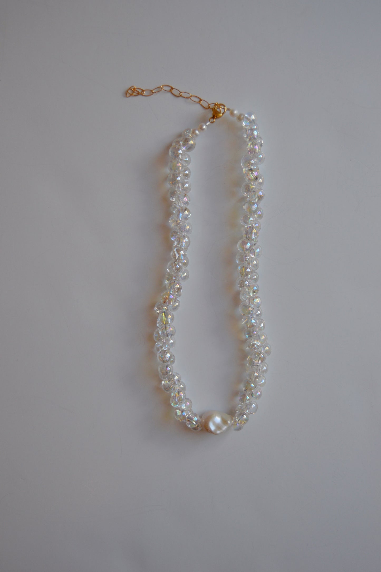 Bubble Glass Necklace- Shimmer Clear